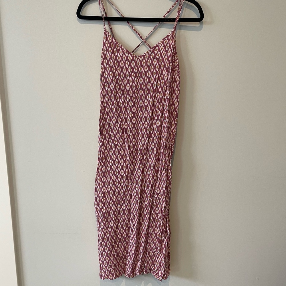 Pink/Orange Pattern Midi Dress